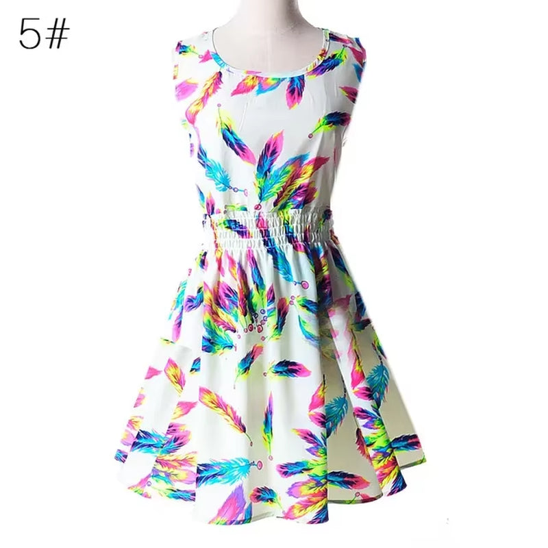 Women Summer Mini Dress 2024 Female Boho Chiffon Clothes Sexy Florals Print Dress Pleated Party Clubwear Beach Dress Vestidos