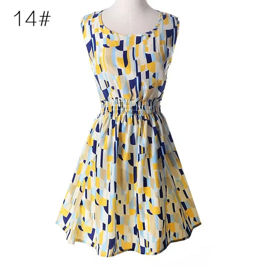 Women Summer Mini Dress 2024 Female Boho Chiffon Clothes Sexy Florals Print Dress Pleated Party Clubwear Beach Dress Vestidos