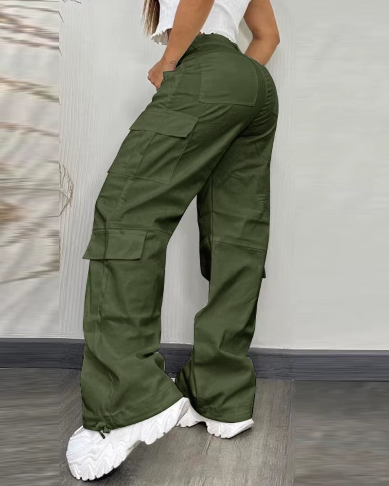 Women'S Pants 2024 Autumn Winter Fashionable Casual New Pants High Waist Pocket Design Cargo Pants Shipped within 48 Hours